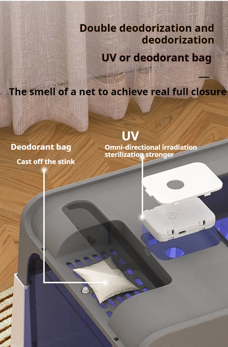 Cat Litter Box with UV Handy Litter Scoop Drawer Type Cat Toilet-Pet Products