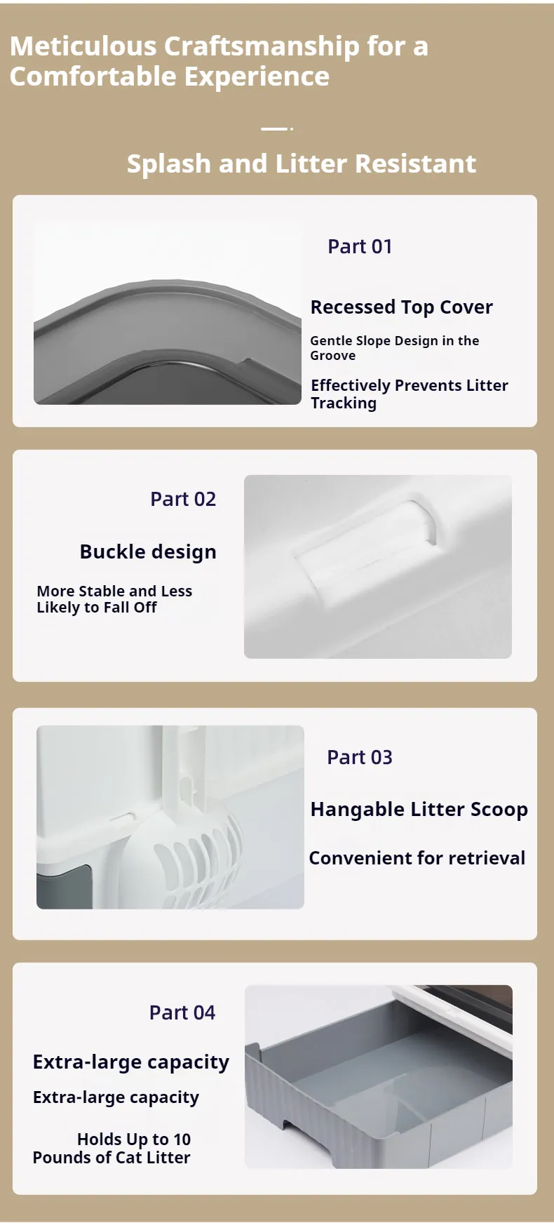 Cat Litter Box with UV Handy Litter Scoop Drawer Type Cat Toilet-Pet Products