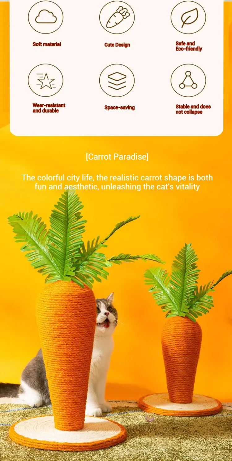 Cat Scratching Post Carrot Scratching Post Nature Sisal Cat Scratcher-Pet Products