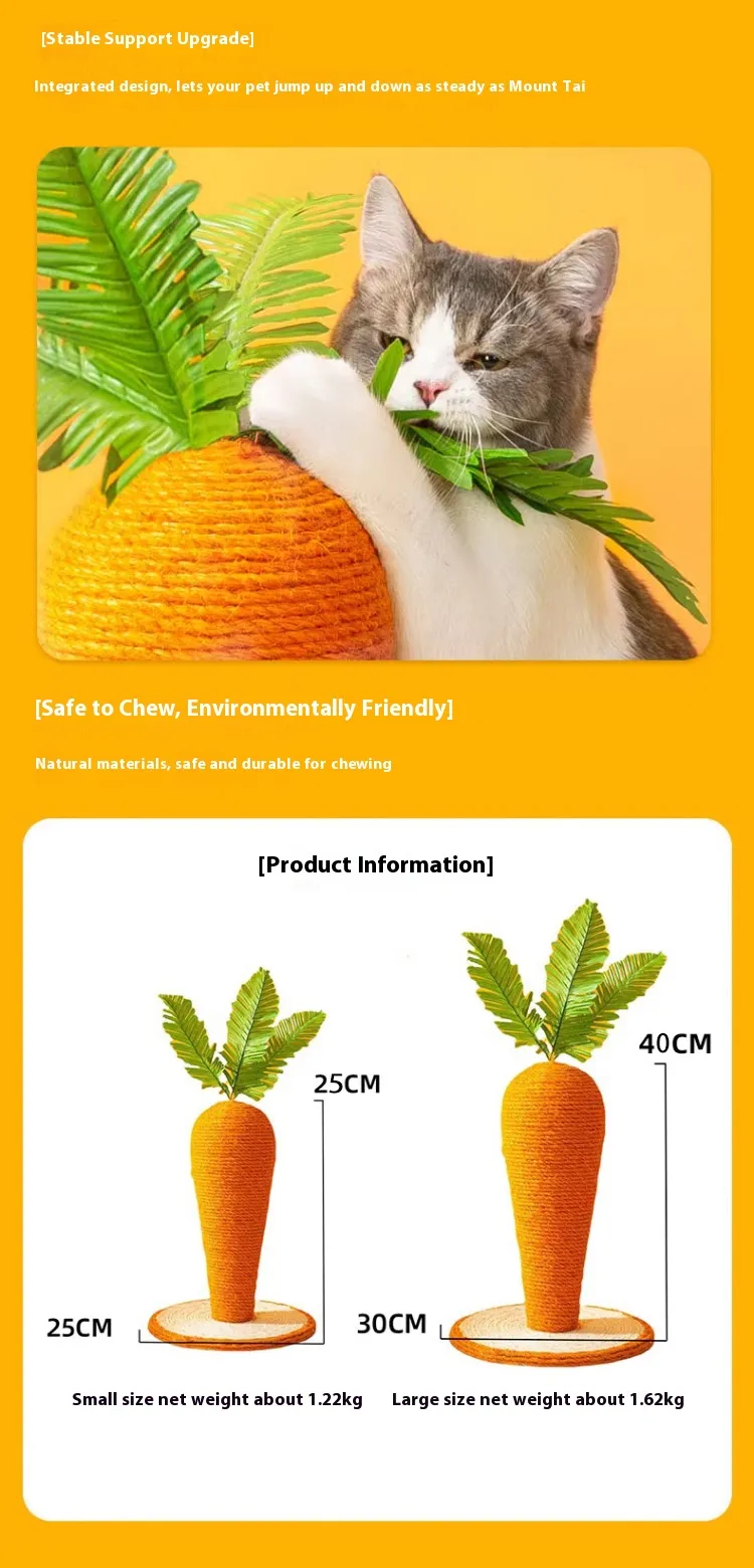 Cat Scratching Post Carrot Scratching Post Nature Sisal Cat Scratcher-Pet Products